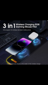 3-in-1 Wireless Charging RGB Gaming Mouse Pad Large Desk Mat Fast Charger iPhone Apple Watch AirPods