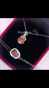 vòng tay bạc nữ tì hưu thạch anh tóc đỏ tự nhiên vip bọc bạc cao cấpvòng tay đá phong thủy hợp mệnh thổ mệnh hỏa trang sức thiết kế đủ hóa đơn thẻ bảo hành