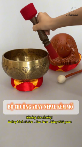 [Amrita] Chuông xoay Nepal tụng kinh - thiền định cao cấp Họa Tiết Tranh Phật Thích Ca Mâu Ni - CXNP72