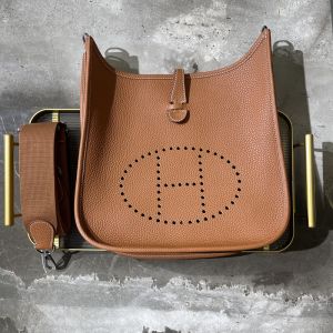H Cut Out Letter Large Evelin Bag Full Hand Sewing Wax Line Womens Bag Cowhide Evelyen Import Genuine Leather 29cm