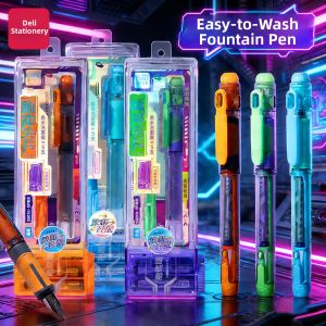 deli | Student Fountain Pen Water-Washable Replaceable Ink