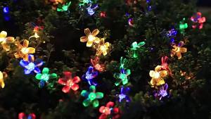 Christmas Lights Solar Cherry Blossom Flower String Lights 20/50/100/200LED 8 Modes Auto On for Tree Garden Patio Party Holiday