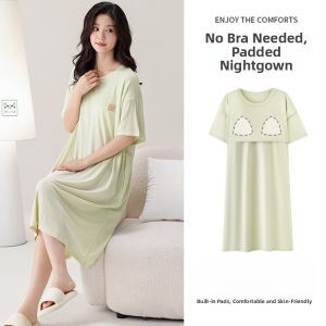 miiow | Cat Woman Summer Sleepwear Thin Short Sleeve Casual Home Clothes Womens New 2025 Style Comfortable Breathable Nightgown