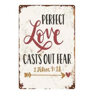 CIFbuy | Jesus Wall Art Metal Sign 1 John 4:18 Bible Verse Inspirational Scripture Decor Religious Christian Gift