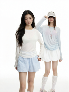 dangerouspeople | Elastic Side Drawstring Fitted Tencel Color Block Tee