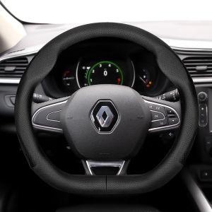 Suitable for Renault Ultra-Thin Breathable Leather Steering Wheel Cover Suitable for Megane 3 2 4 Clio4 5 Captur Trafic Scenic2 Austral Kangoo Arkana Kadjar Master Fluence Zoe Twingo Duster