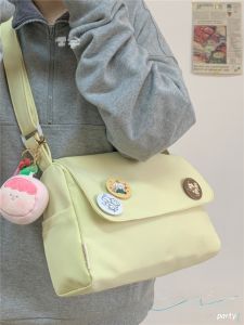 Casual Commuter Canvas Shoulder Bag Womens Pure Color Versatile Crossbody Bag Japanese Style Simple Design Messenger Bag