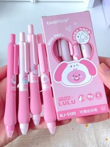 4pcs Cute Ballpen with Eraser Erasable Gel Pen Black Ink 0.5mm ST Nib Smooth Writing Soft Grip Quick Drying Cartoon Writing Pen Gift for Kids Cute Stationery