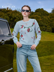 Elegant French Style Womens Wool Sweater 100 Wool Kamilan Commute Straight Tube Long Sleeve round Neck Top for Autumn 2025