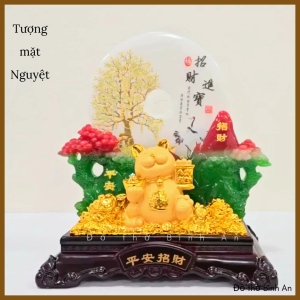 Tượng mèo vàng cóc thiềm thừ mặt nguyệt thu hút tài lộc quà tân gia khai trương-Đồ thờ Bình An