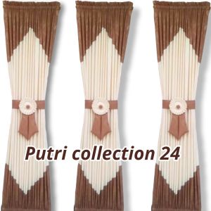 gorden kupu-kupu jendela minimalis model terbaru bahan tebal kombinasi lancip cokelat cream