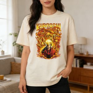 Bandai | Mens One Piece Anime T-Shirt Sanji Dragon Flame Graphic Cream Cotton Oversized Streetwear Tee for Casual Otaku Daily Campus