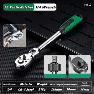 1/4，3/8，1/2 Inch Drive Socket Adjustable Ratchet Wrench Extendable Handle Wrench 72-Tooth Quick-Release Reversible