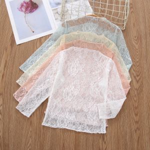 Lace Sweet Mesh Hollow Long-sleeve Girls Top