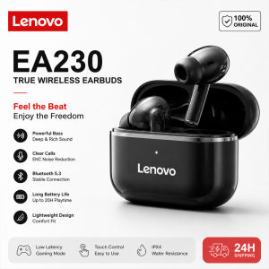 Lenovo | New Lenovo EA230 Bluetooth 5.4 Earphones Ultra Low Latency With Long Standby Headphones HD Call Dolby Stereo Sound Music Earbuds