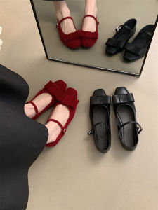 Công Chúa Truyện Cổ Tích Giày Đơn Có Nút Thắt Bướm Mary Janes Gót Bằng Phẳng Mềm Đáy Phong Cách Pháp Giày Đỏ Cho Nữ Mùa Xuân Mùa Thu