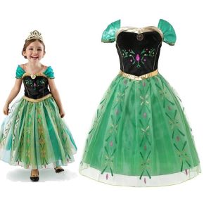 Fast Shipping Disney Frozen Anna's Princess Dress Gown Kids Halloween Cosplay Carnival Clothing Halloween Cosplay Snow Queen Party Costumes