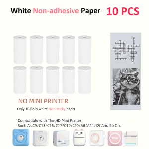 10 Rolls 57mm White Non-Adhesive Thermal Paper  65gsm Water-Soluble & No-Ink  Home/Office/Small Business Thermal Printers Paper