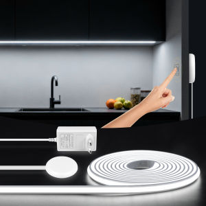 Amazing! NEW COB LED Strip Light 24V High Bright Self-adhesive Neon Tape With Penetrable Wood Panel Touch Sensor Dimmable Switch