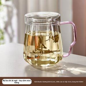 YAGANG | Bộ 3 Cốc Kính Chống Nhiệt Có Quai Tách Nước Trà