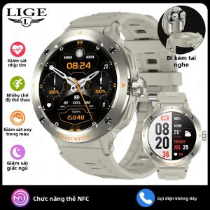 Đồng Hồ Thông Minh LIGE TWS Dành Cho Nam Tai Nghe Không Dây BT NFC Cuộc Gọi Bluetooth Theo Dõi Nhịp Tim Theo Dõi Giấc Ngủ Điều Khiển Âm Nhạc Đồng Hồ Thông Minh