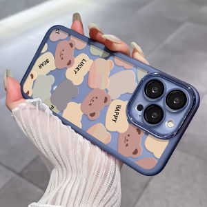 【2in1 】iPhone 15 Pro Max vỏ mềm Với tấm dán bảo vệ ống kính 14Pro 12Pro Ốp điện thoại chống sốc Gấu & Tình Yêu Máy Ảnh Bảo Vệ Iphone11Promax XSmax XR 8 Cộng Với 7 Cộng Với