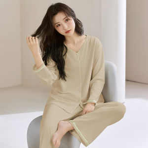 miiow | Womens Modal Sleepwear Long Sleeve Thin Home Clothes Set Cat Person New 2025 Summer Outwear Suitable Leisure Casual V-neck