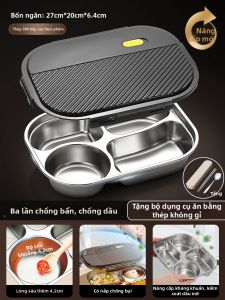 YOULUNMEI | Khay Cơm Văn Phòng Thép Không Gỉ Thực Phẩm Cho Người Lớn Có Nắp