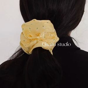 Mã 09 - Đồ cột tóc Scrunchies lụa satin đám mây bồng bềnh nhiều màu cho bạn gái Thun buộc tóc satin sang trọng