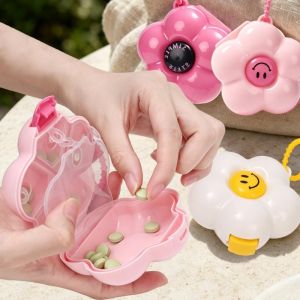 Waterproof Pill Storage Case / Flower Shaped Portable Medicine Organizer / Multi-function Divided Container / Handy Storage Box for Pills Beads Earrings
