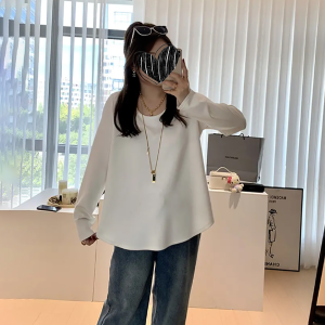 plus Size Womens round Neck T-Shirt Loose Fit Inner Wear Shoulder Length Sleeve Long Lasting Fashion Basic Top for Autumn