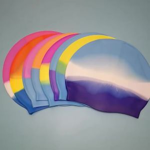 Silicone Swim Cap Non-Slip Swim Cap With Ear Protection Premium Tear-Resistant Summer Beach Vacation Activities For Adults