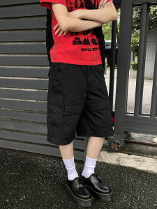 กางเกงขาสั้นทำงานทรงหลวมสำหรับผู้หญิง กางเกงขายาวทรงตรง 5 นิ้ว สไตล์สตรีท ทรงลำลอง แฟชั่นฤดูร้อน 2025