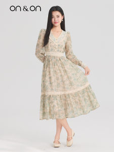 ON&ON | Đầm Hoa Retro Pháp Mới Có Cổ Voan Lưới Mùa Xuân