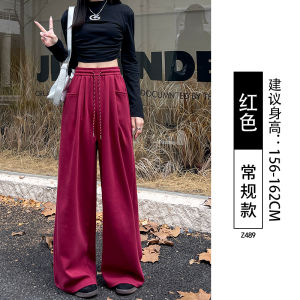 Grey Sports Pants Womens Spring Autumn 2025 New Straight Leg Sweatpants Loose Lazy Small Size Casual Floor-Length Wide Leg Pants