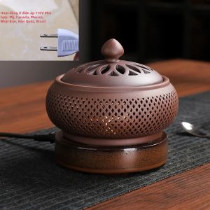 Bộ Đốt Trầm Điện Tử Bằng Gốm Sứ Đèn Ngủ Kèm Tinh Dầu Oud Màu Tím 110V/220V Dùng Trang Trí Nhà Cửa