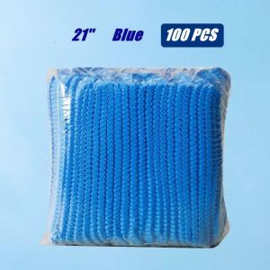 100PCS Hair Head Caps Non-Woven Bouffant Hat Disposable Caps Elastic Anti Dust Hair Net Covers for Bath Shower Hair Dye Makeup