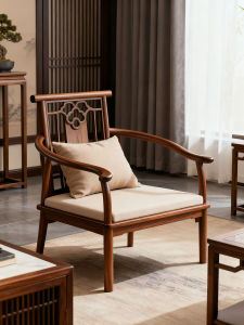 New Chinese Style Leisure Chair Black Walnut Wood Solid Wood Sofa Chair for Living Room Balcony Single Person Chair