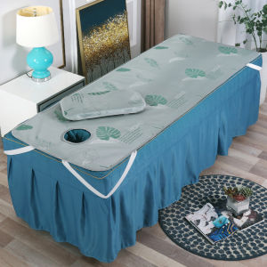 Beautician Bed Cooling Mat Set Massage Parlor Ice Silk Embroidered Washable for Summer Beauty Salon Massage Treatment