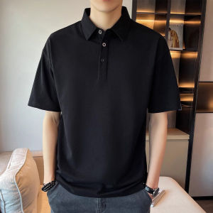 Loose Fit Short Sleeve Polo Shirt for Men Summer Fashion Casual Versatile Turn-down Collar T-shirt Breathable Comfortable Cotton Blend