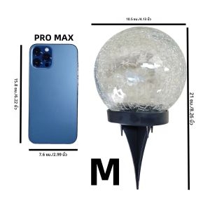 ลูกบอลแก้วแตก lampu tenaga Surya Taman กันน้ำไฟ LED สีขาวอบอุ่นสำหรับตกแต่งกลางแจ้งทางเดินลานสนามหญ้า1ชิ้น