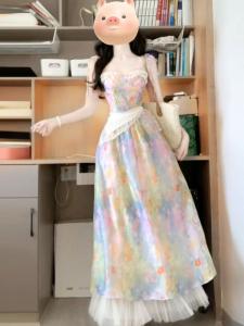 CHANGTONG | Dopamine Beach度假风French Floral Dye Dress
