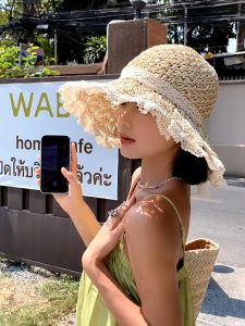 Mũ nón cói nữ đi biển vành rộng thời trang cao cấp tiểu thư có dây buộc Liuliu MBK2424