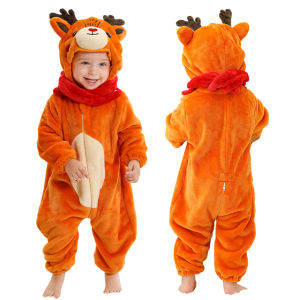 MICHLEY Christmas Baby Rompers Flannel Cosplay Toddler Infant Cute Clothes Overall Bodysuits Jumpsuit Costume For Girls Boys Kid