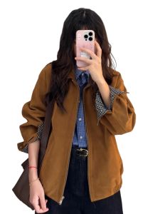Ge·an·fei | Retro Brown Short Jacket for Small Women