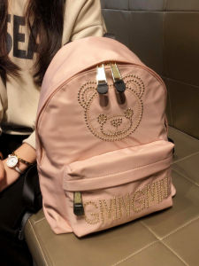 Hong Kong Brand Large Capacity Cartoon Bear Backpack Womens Travel Bag Simple Portable Dual-Shoulder Bag School Campus Style