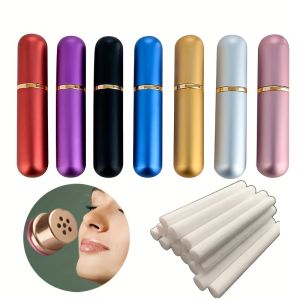 2pcs Nasal Inhalers for Essential Oils Aromatherapy Blank Aluminum Tubes 5ml Refillable Bottles with Replacement Wicks