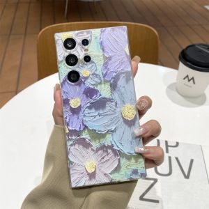 CrashStar MagSafe Artistic Oil Painting Flower Soft Shockproof Phone Case For Samsung Galaxy Note 20 Ultra S25 S24 S23 S22 Ultra S21 Plus + S20 FE Note 10 Pro A16 A06 A55 A35 A15 A05S Wireless Charging Phone Casing Fashion Phone Cover Shell