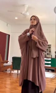 Lily Abaya Set Pasmina Bahan Crinkle Airflow Tunik Malaysia Oval Kerudung Syari Jumbo Terbaru