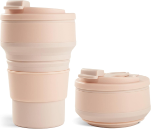 แก้วน้ำพับได้ทำจากซิลิโคนพร้อมฝาปิด - แก้วน้ำพกพาและนำกลับมาใช้ใหม่ได้ เหมาะสำหรับการตั้งแคมป์ เดินป่า และกิจกรรมกลางแจ้ง